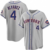 Men's New York Mets #4 Francisco Alvarez Gray 2023 Cool Base Stitched Baseball Jersey Dzhi,baseball caps,new era cap wholesale,wholesale hats