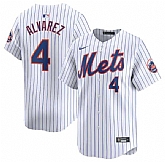 Men's New York Mets #4 Francisco Alvarez White 2024 Home Limited Stitched Baseball Jersey Dzhi,baseball caps,new era cap wholesale,wholesale hats