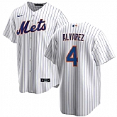 Men's New York Mets #4 Francisco Alvarez White Cool Base Stitched Baseball Jersey Dzhi,baseball caps,new era cap wholesale,wholesale hats
