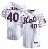 Men's New York Mets #40 Luis Severino White 2024 Home Limited Stitched Baseball Jersey Dzhi,baseball caps,new era cap wholesale,wholesale hats
