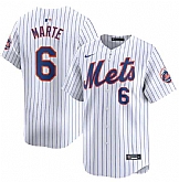 Men's New York Mets #6 Starling Marte White 2024 Home Limited Stitched Baseball Jersey Dzhi,baseball caps,new era cap wholesale,wholesale hats