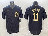 Men's New York Yankees #11 Anthony Volpe Black Gold Cool Base Stitched Jersey,baseball caps,new era cap wholesale,wholesale hats
