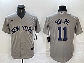 Men's New York Yankees #11 Anthony Volpe Name 2021 Grey Field of Dreams Cool Base Stitched Baseball Jersey,baseball caps,new era cap wholesale,wholesale hats