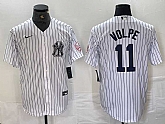 Men's New York Yankees #11 Anthony Volpe Name White With Patch 2024 Cool Base Stitched Jersey,baseball caps,new era cap wholesale,wholesale hats