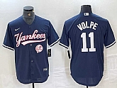 Men's New York Yankees #11 Anthony Volpe Navy With Patch Cool Base Stitched Baseball Jerseys,baseball caps,new era cap wholesale,wholesale hats