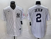 Men's New York Yankees #2 Derek Jeter Name White With Patch 2024 Cool Base Stitched Jersey,baseball caps,new era cap wholesale,wholesale hats