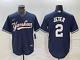 Men's New York Yankees #2 Derek Jeter Navy Cool Base Stitched Baseball Jersey,baseball caps,new era cap wholesale,wholesale hats