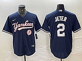 Men's New York Yankees #2 Derek Jeter Navy With Patch Cool Base Stitched Baseball Jersey,baseball caps,new era cap wholesale,wholesale hats