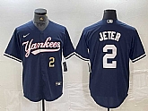 Men's New York Yankees #2 Derek Jeter Number Navy Cool Base Stitched Baseball Jersey,baseball caps,new era cap wholesale,wholesale hats