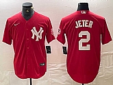 Men's New York Yankees #2 Derek Jeter Red Fashion Cool Base Jersey,baseball caps,new era cap wholesale,wholesale hats