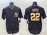 Men's New York Yankees #22 Juan Soto Black Gold Cool Base Stitched Jersey,baseball caps,new era cap wholesale,wholesale hats