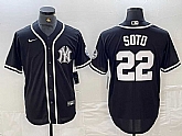 Men's New York Yankees #22 Juan Soto Black White Cool Base Stitched Jersey,baseball caps,new era cap wholesale,wholesale hats