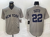 Men's New York Yankees #22 Juan Soto Name 2021 Grey Field of Dreams Cool Base Stitched Baseball Jersey,baseball caps,new era cap wholesale,wholesale hats
