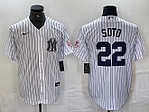 Men's New York Yankees #22 Juan Soto Name White With Patch 2024 Cool Base Stitched Jersey,baseball caps,new era cap wholesale,wholesale hats