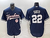 Men's New York Yankees #22 Juan Soto Navy With Patch Cool Base Stitched Baseball Jersey,baseball caps,new era cap wholesale,wholesale hats