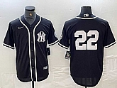 Men's New York Yankees #22 Juan Soto No Name Black White Cool Base Stitched Jersey,baseball caps,new era cap wholesale,wholesale hats