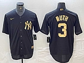 Men's New York Yankees #3 Babe Ruth Black Gold Cool Base Stitched Jersey,baseball caps,new era cap wholesale,wholesale hats
