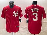 Men's New York Yankees #3 Babe Ruth Red Fashion Cool Base Jersey,baseball caps,new era cap wholesale,wholesale hats