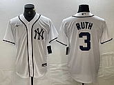 Men's New York Yankees #3 Babe Ruth White Fashion Cool Base Jersey,baseball caps,new era cap wholesale,wholesale hats