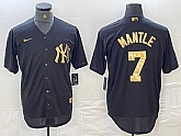 Men's New York Yankees #7 Mickey Mantle Black Gold Cool Base Stitched Jersey,baseball caps,new era cap wholesale,wholesale hats