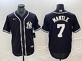 Men's New York Yankees #7 Mickey Mantle Black White Cool Base Stitched Jersey,baseball caps,new era cap wholesale,wholesale hats
