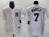 Men's New York Yankees #7 Mickey Mantle Name White With Patch 2024 Cool Base Stitched Jersey,baseball caps,new era cap wholesale,wholesale hats