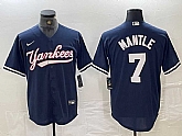 Men's New York Yankees #7 Mickey Mantle Navy Cool Base Stitched Baseball Jersey,baseball caps,new era cap wholesale,wholesale hats