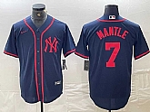 Men's New York Yankees #7 Mickey Mantle Navy Red Fashion Cool Base Jersey,baseball caps,new era cap wholesale,wholesale hats