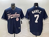 Men's New York Yankees #7 Mickey Mantle Navy With Patch Cool Base Stitched Baseball Jersey,baseball caps,new era cap wholesale,wholesale hats