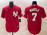 Men's New York Yankees #7 Mickey Mantle Red Fashion Cool Base Jersey,baseball caps,new era cap wholesale,wholesale hats