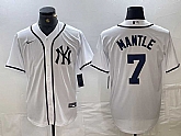 Men's New York Yankees #7 Mickey Mantle White Fashion Cool Base Jersey,baseball caps,new era cap wholesale,wholesale hats