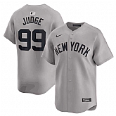 Men's New York Yankees #99 Aaron Judge Gray 2024 Away Limited Cool Base Stitched Baseball Jersey Dzhi,baseball caps,new era cap wholesale,wholesale hats