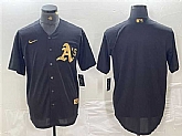 Men's Oakland Athletics Blank Black Gold Cool Base Stitched Baseball Jersey