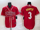 Men's Philadelphia Phillies #3 Bryce Harper Number Red Cool Base Stitched Baseball Jersey,baseball caps,new era cap wholesale,wholesale hats