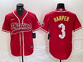 Men's Philadelphia Phillies #3 Bryce Harper Red Cool Base Stitched Baseball Jersey,baseball caps,new era cap wholesale,wholesale hats