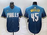 Men's Philadelphia Phillies #45 Zack Wheeler Blue 2024 City Cool Base Stitched Jersey,baseball caps,new era cap wholesale,wholesale hats