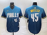 Men's Philadelphia Phillies #45 Zack Wheeler Blue 2024 City Player Number Cool Base Stitched Jersey,baseball caps,new era cap wholesale,wholesale hats