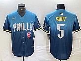 Men's Philadelphia Phillies #5 Bryson Stott Blue 2024 City Player Number Cool Base Stitched Jerseys,baseball caps,new era cap wholesale,wholesale hats