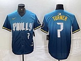 Men's Philadelphia Phillies #7 Trea Turner Number Blue 2024 City Connect Limited Stitched Jersey,baseball caps,new era cap wholesale,wholesale hats