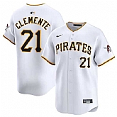 Men's Pittsburgh Pirates #21 Roberto Clemente White Home Limited Baseball Stitched Jersey Dzhi,baseball caps,new era cap wholesale,wholesale hats