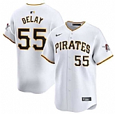 Men's Pittsburgh Pirates #55 Jason Delay White Home Limited Baseball Stitched Jersey Dzhi,baseball caps,new era cap wholesale,wholesale hats