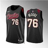 Men's Portland Trail Blazers #76 Taze Moore Black 2023-24 City Edition Stitched Basketball Jersey Dzhi