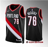 Men's Portland Trail Blazers #76 Taze Moore Black Icon Edition Stitched Basketball Jersey Dzhi