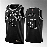 Men's San Antonio Spurs #41 Raiquan Gray 2022-23 Black Classic Edition Stitched Basketball Jersey Dzhi,baseball caps,new era cap wholesale,wholesale hats