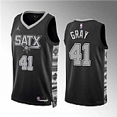 Men's San Antonio Spurs #41 Raiquan Gray Black Statement Edition Stitched Basketball Jersey Dzhi