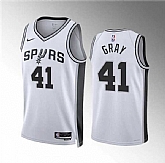 Men's San Antonio Spurs #41 Raiquan Gray White Association Edition Stitched Basketball Jersey Dzhi