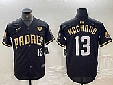 Men's San Diego Padres #13 Manny Machado Black Gold With Patch Cool Base Stitched Baseball Jersey,baseball caps,new era cap wholesale,wholesale hats