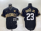 Men's San Diego Padres #23 Fernando Tatis Jr Black Gold With Patch Cool Base Stitched Baseball Jersey,baseball caps,new era cap wholesale,wholesale hats