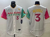 Men's San Diego Padres #3 Jackson Merrill Number White Heart Patch 2024 City Connect Flex Base Stitched Jersey,baseball caps,new era cap wholesale,wholesale hats