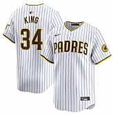 Men's San Diego Padres #34 Michael King White 2024 Home Limited Baseball Stitched Jersey Dzhi,baseball caps,new era cap wholesale,wholesale hats